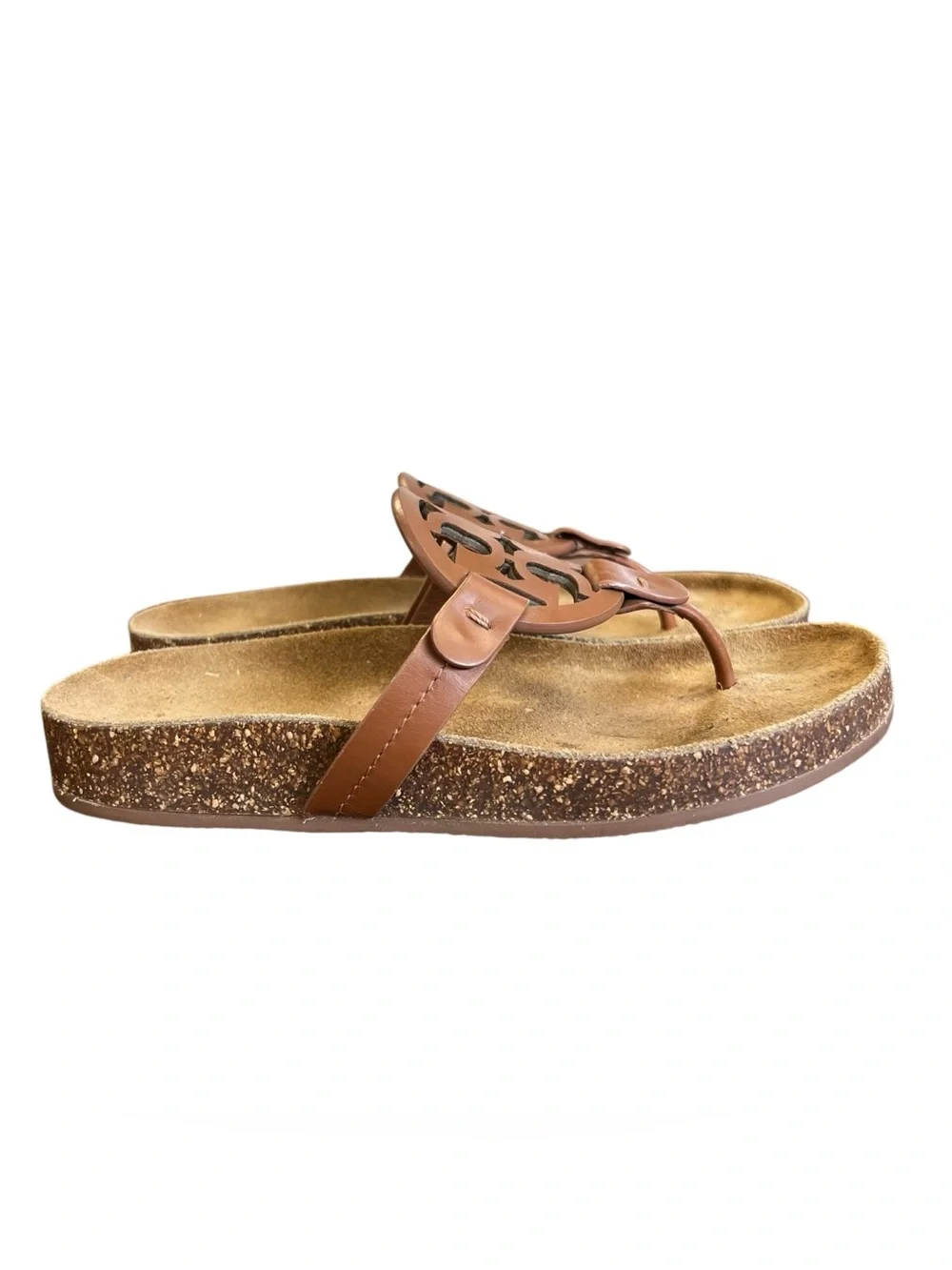 Tory Burch Women’s Tan Leather Cork Miller Cloud Thong Flip Flop Sandals Sz 5